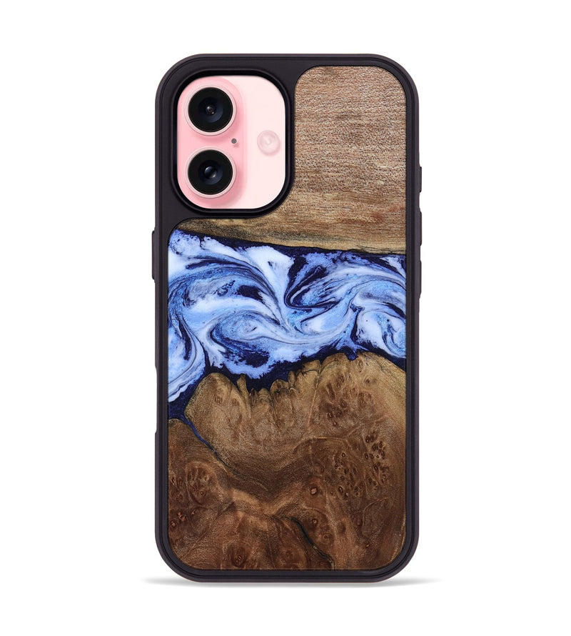 iPhone 16 Wood Phone Case - Megan (Blue, 806722)