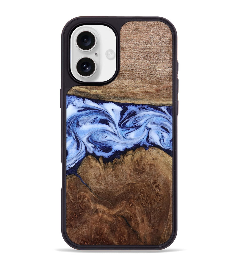 iPhone 16 Plus Wood Phone Case - Megan (Blue, 806722)