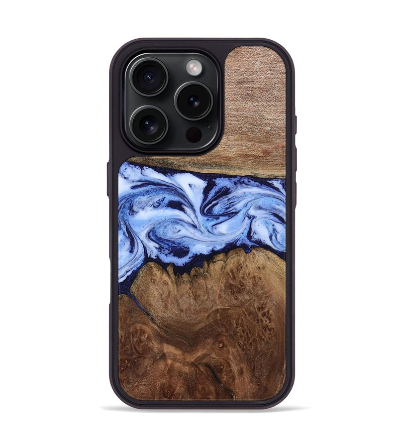 iPhone 16 Pro Wood Phone Case - Megan (Blue, 806722)