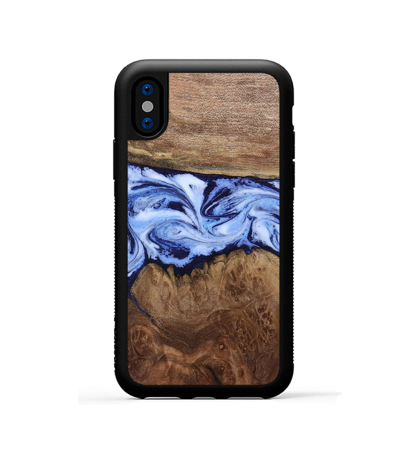 iPhone Xs Wood Phone Case - Megan (Blue, 806722)