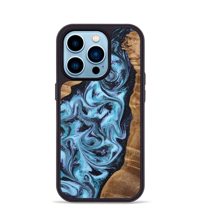 iPhone 14 Pro Wood Phone Case - Collin (Blue, 806723)