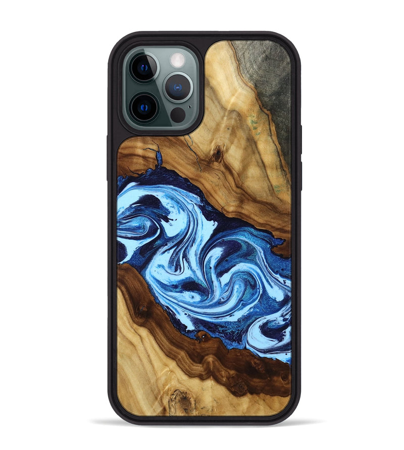 iPhone 12 Pro Max Wood Phone Case - Aaden (Blue, 806951)