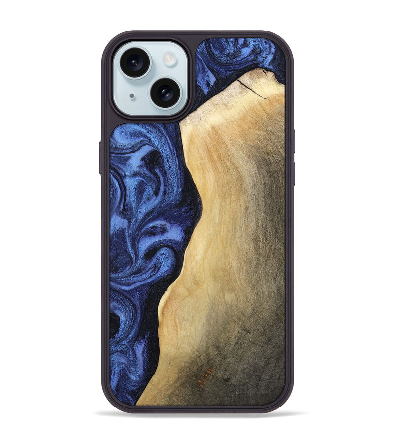 iPhone 15 Plus Wood Phone Case - Myrtie (Blue, 806952)
