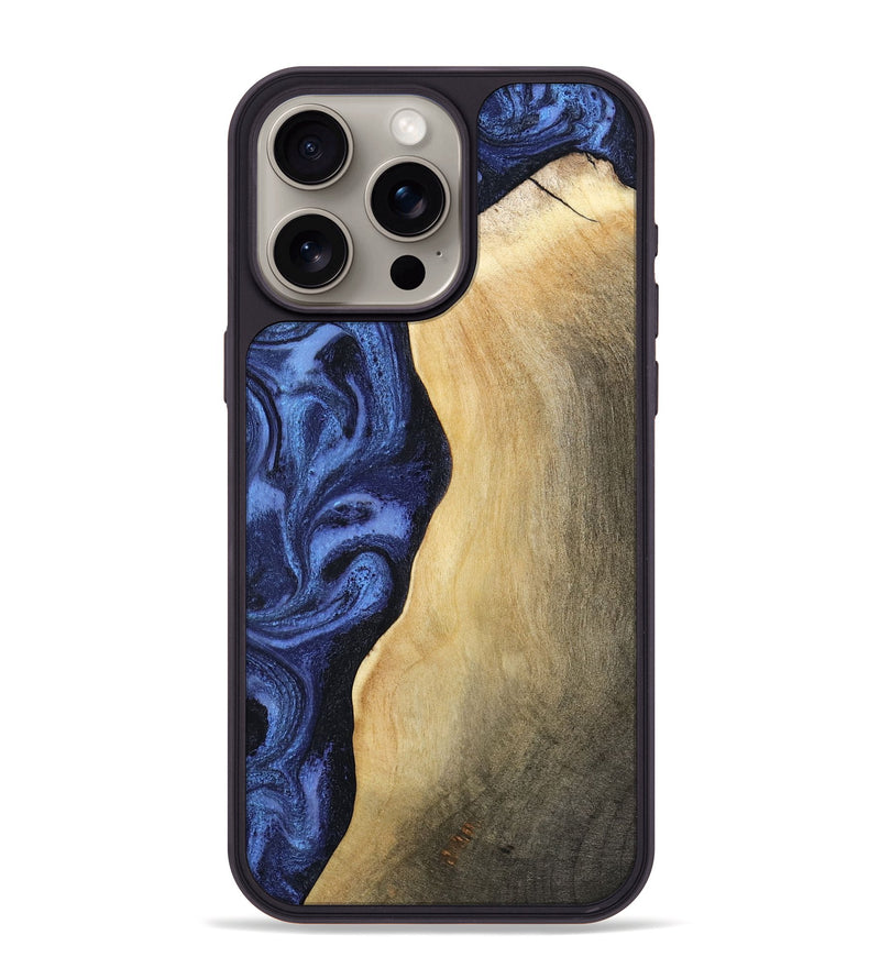 iPhone 15 Pro Max Wood Phone Case - Myrtie (Blue, 806952)