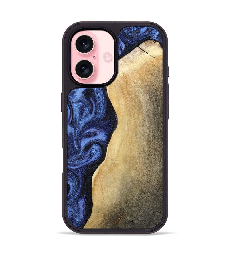 iPhone 16 Wood Phone Case - Myrtie (Blue, 806952)