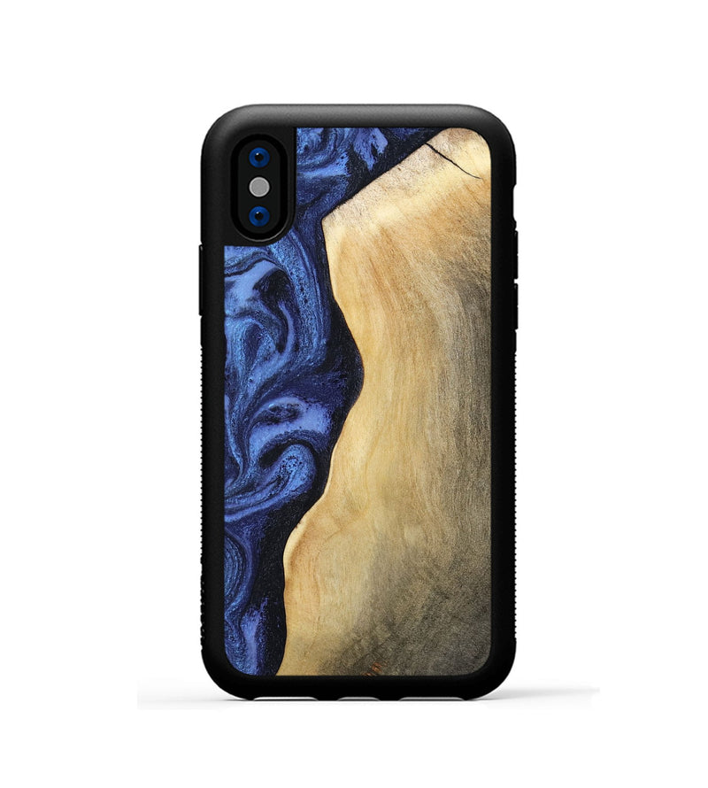 iPhone Xs Wood Phone Case - Myrtie (Blue, 806952)