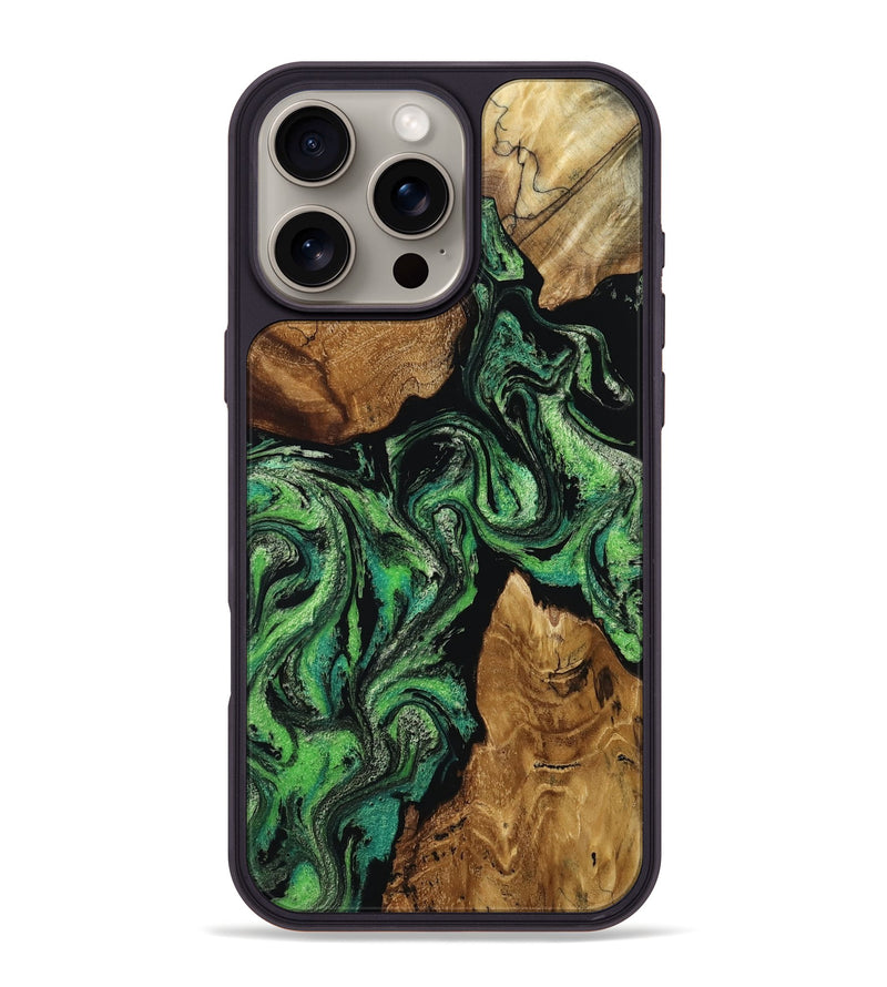 iPhone 16 Pro Max Wood Phone Case - Liddie (Green, 806958)