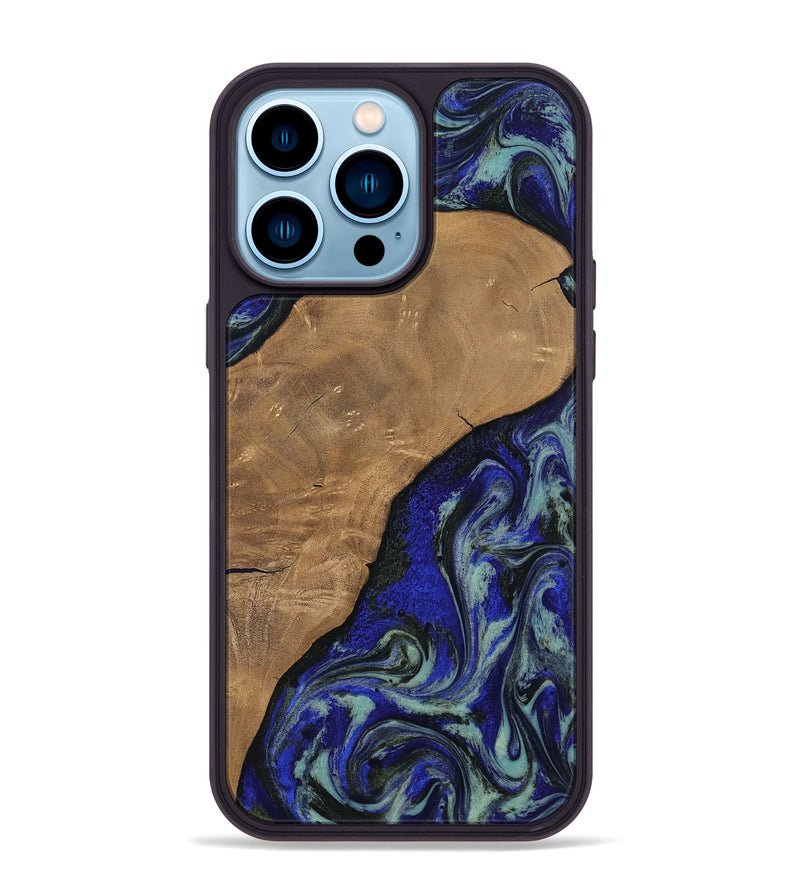 iPhone 14 Pro Max Wood Phone Case - Aurora (Blue, 806964)