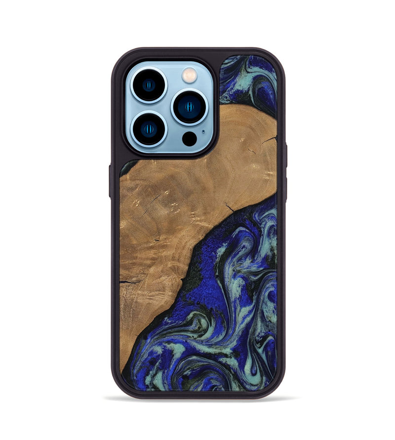 iPhone 14 Pro Wood Phone Case - Aurora (Blue, 806964)