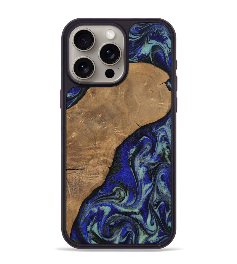 iPhone 15 Pro Max Wood Phone Case - Aurora (Blue, 806964)