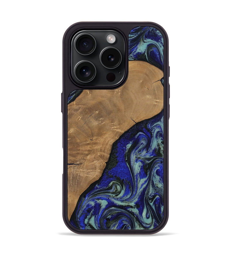 iPhone 16 Pro Wood Phone Case - Aurora (Blue, 806964)