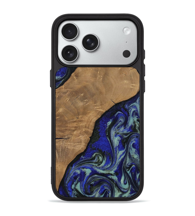 iPhone 18 Pro Max Wood Phone Case - Aurora (Blue, 806964)