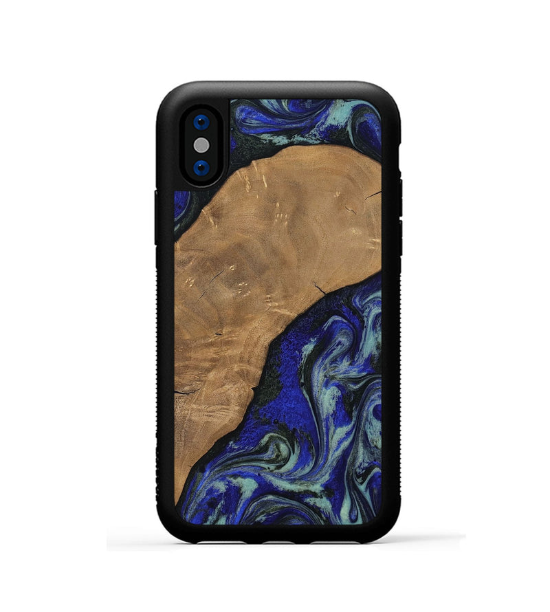 iPhone Xs Wood Phone Case - Aurora (Blue, 806964)