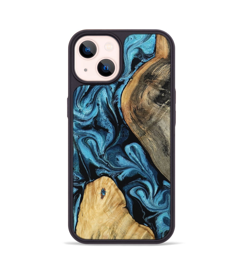 iPhone 14 Wood Phone Case - Brayden (Blue, 806973)