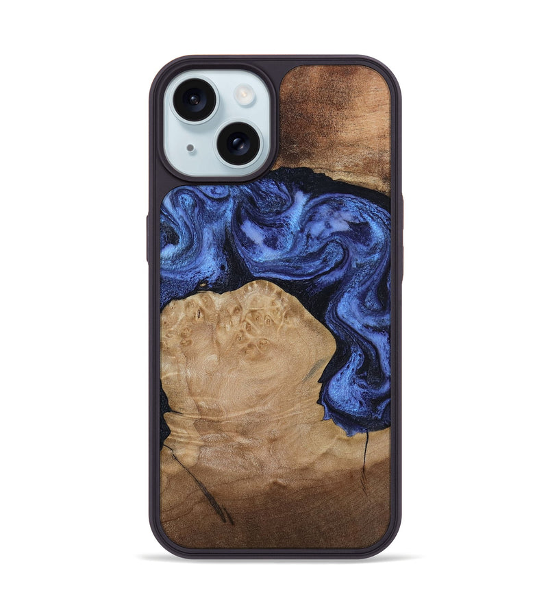 iPhone 15 Wood Phone Case - Kaiden (Blue, 806976)