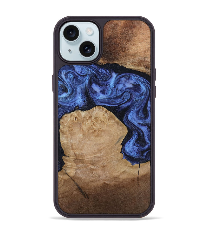 iPhone 15 Plus Wood Phone Case - Kaiden (Blue, 806976)