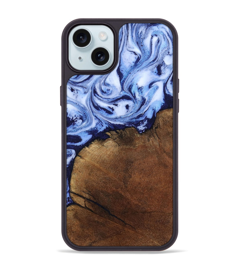 iPhone 15 Plus Wood Phone Case - Addison (Blue, 806984)