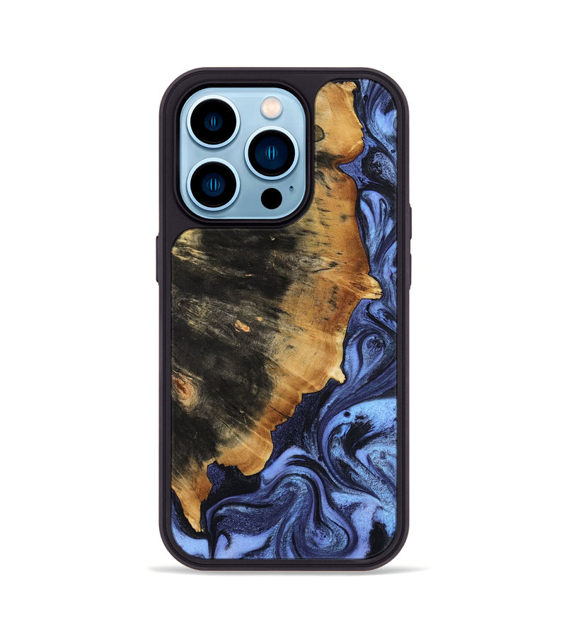 iPhone 14 Pro Wood Phone Case - Docia (Blue, 806985)