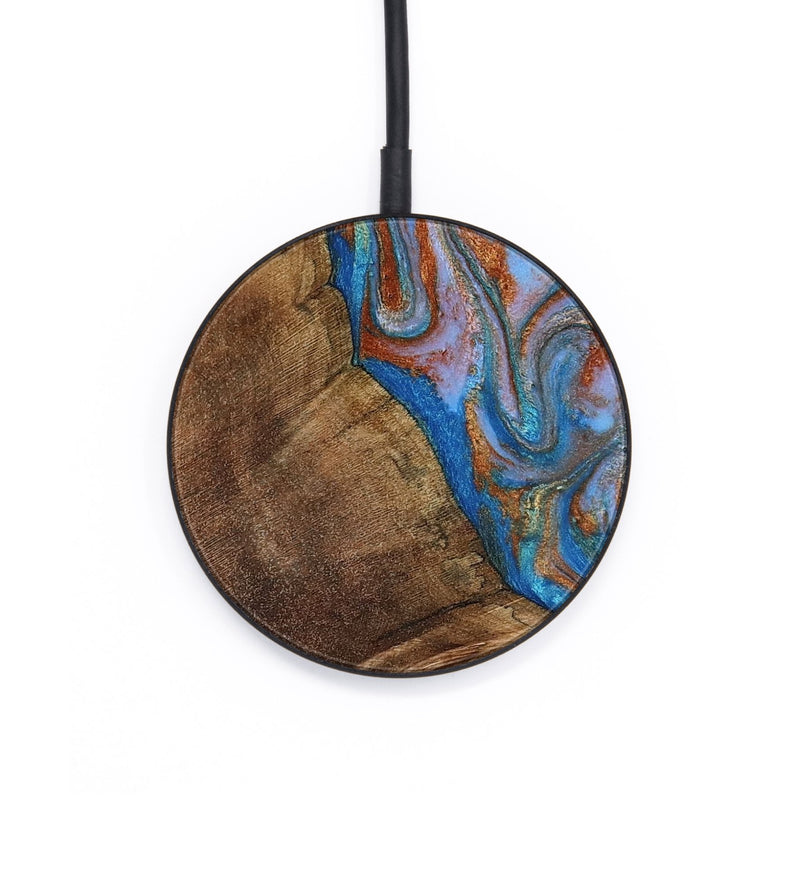 Circle Wood Wireless Charger - Zuri (Teal & Gold, 807047)