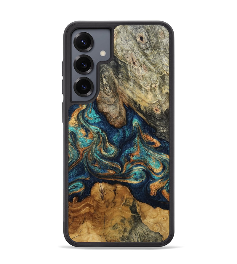 Galaxy S25 Plus Wood Phone Case - Christy (Teal & Gold, 807050)