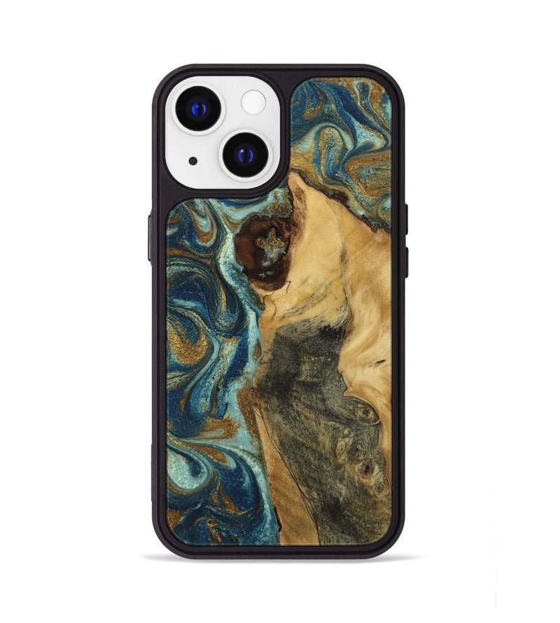 iPhone 13 Wood Phone Case - Castiel (Teal & Gold, 807052)