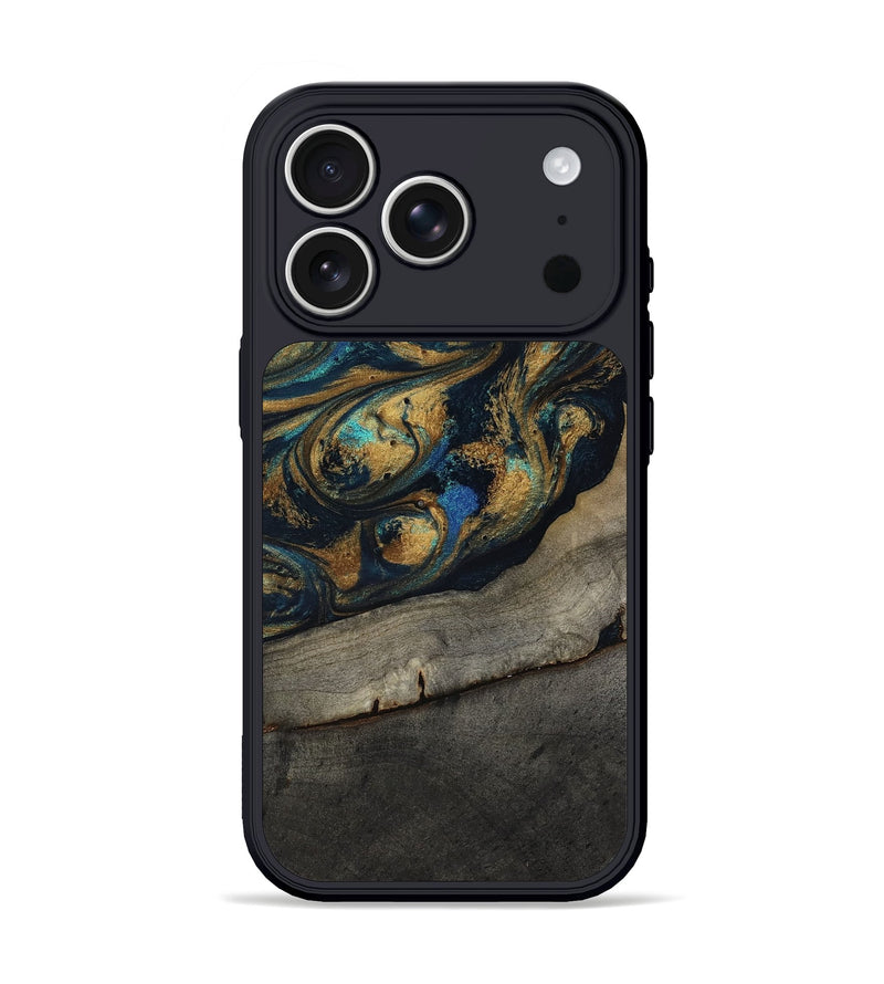 iPhone 17 Pro Wood Phone Case - Angeles (Teal & Gold, 807053)
