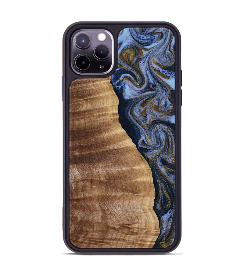 iPhone 11 Pro Max Wood Phone Case - Devante (Teal & Gold, 807055)