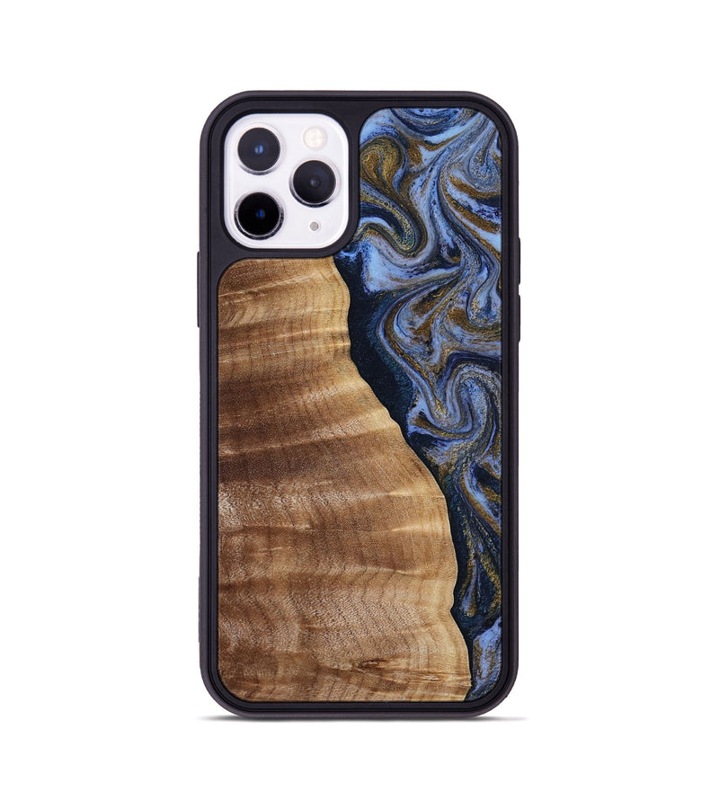 iPhone 11 Pro Wood Phone Case - Devante (Teal & Gold, 807055)