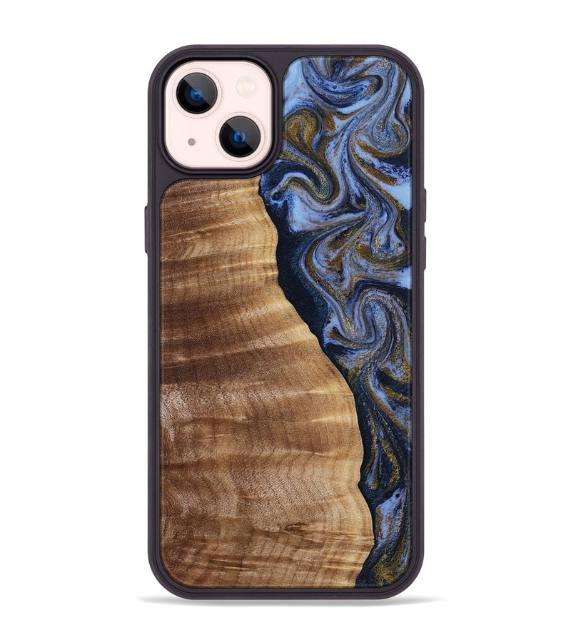 iPhone 14 Plus Wood Phone Case - Devante (Teal & Gold, 807055)