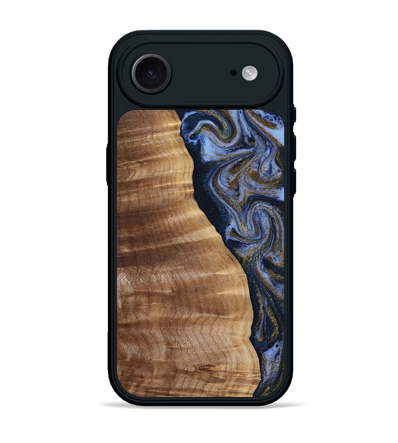 iPhone 17 Air Wood Phone Case - Devante (Teal & Gold, 807055)