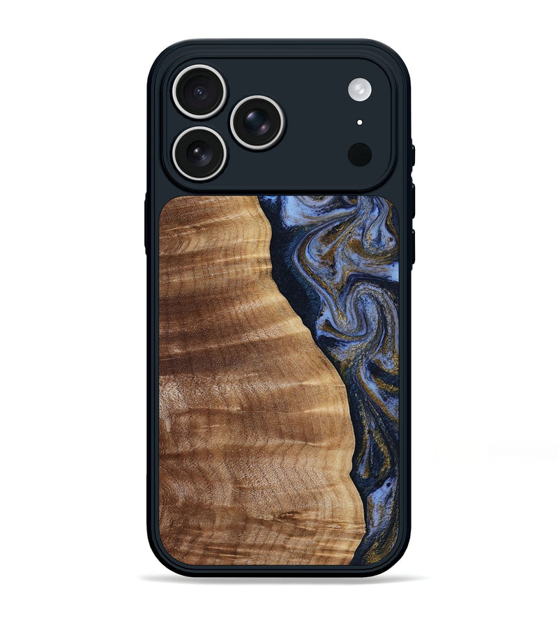 iPhone 17 Pro Max Wood Phone Case - Devante (Teal & Gold, 807055)