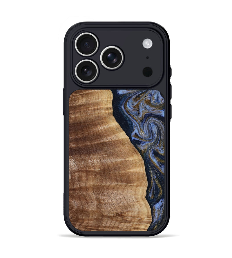 iPhone 17 Pro Wood Phone Case - Devante (Teal & Gold, 807055)