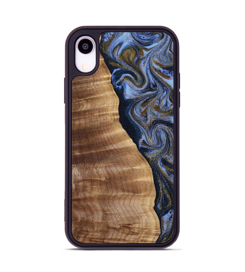 iPhone Xr Wood Phone Case - Devante (Teal & Gold, 807055)