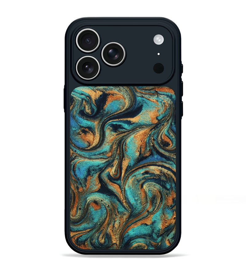 iPhone 17 Pro Max ResinArt Phone Case - Estell (Teal & Gold, 807057)