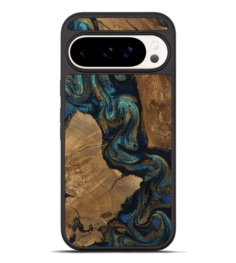 Pixel 10 Pro XL Wood Phone Case - Velva (Teal & Gold, 807079)