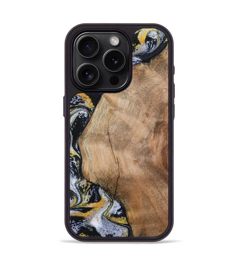 iPhone 15 Pro Wood Phone Case - Daquan (Black & White, 807106)