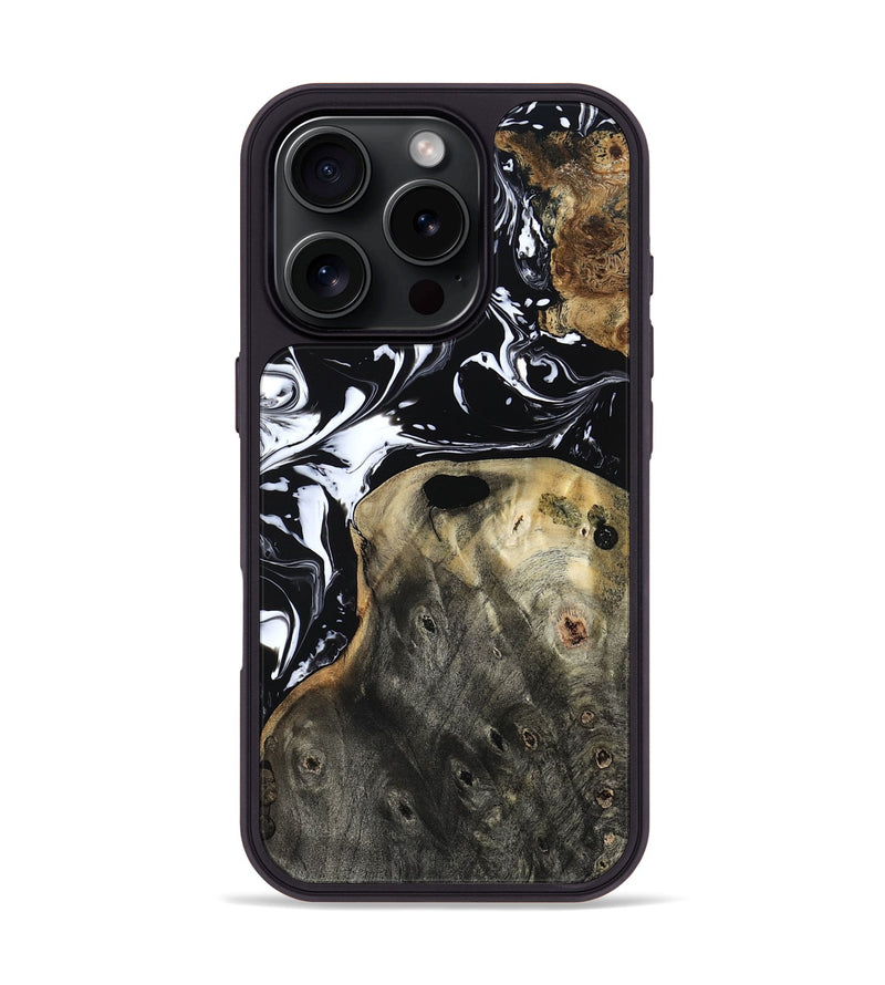 iPhone 16 Pro Wood Phone Case - Ayla (Black & White, 807108)