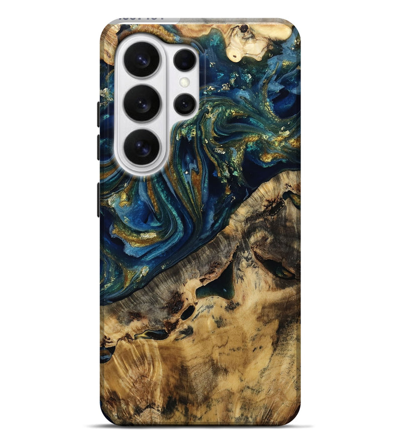 Galaxy S26 Ultra Wood Live Edge Phone Case - Jorden (Teal & Gold, 807131)