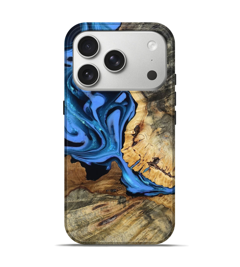 iPhone 17 Pro Wood Live Edge Phone Case - Myrtle (Blue, 807133)
