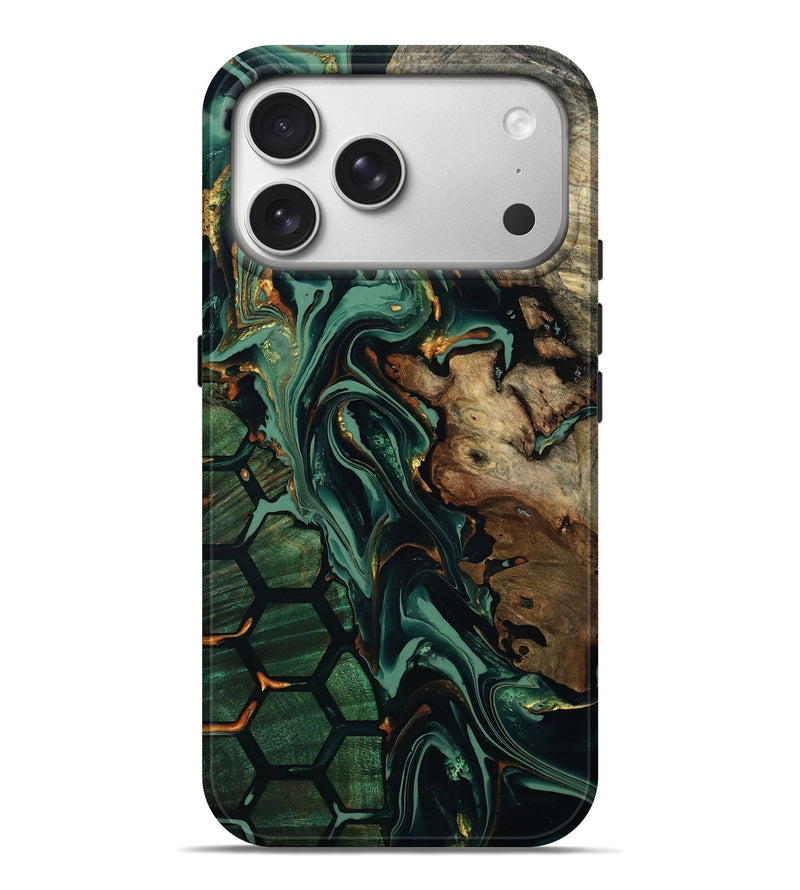 iPhone 17 Pro Max Wood Live Edge Phone Case - Kathlyn (Green, 807150)