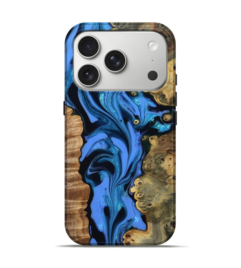 iPhone 17 Pro Wood Live Edge Phone Case - Renee (Blue, 807155)