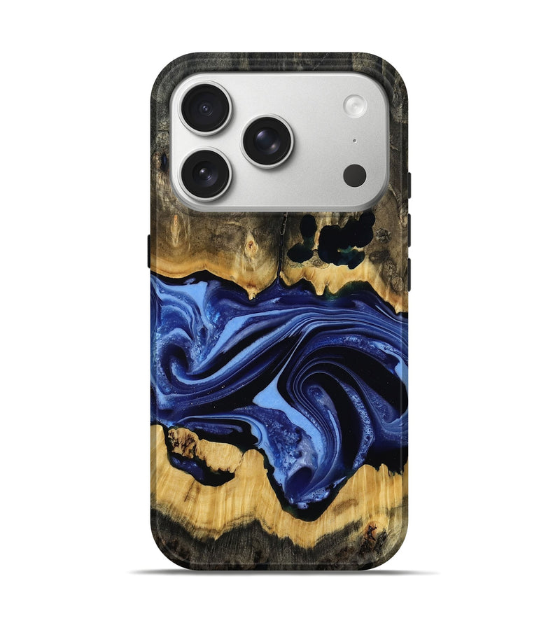 iPhone 17 Pro Wood Live Edge Phone Case - Garland (Blue, 807161)