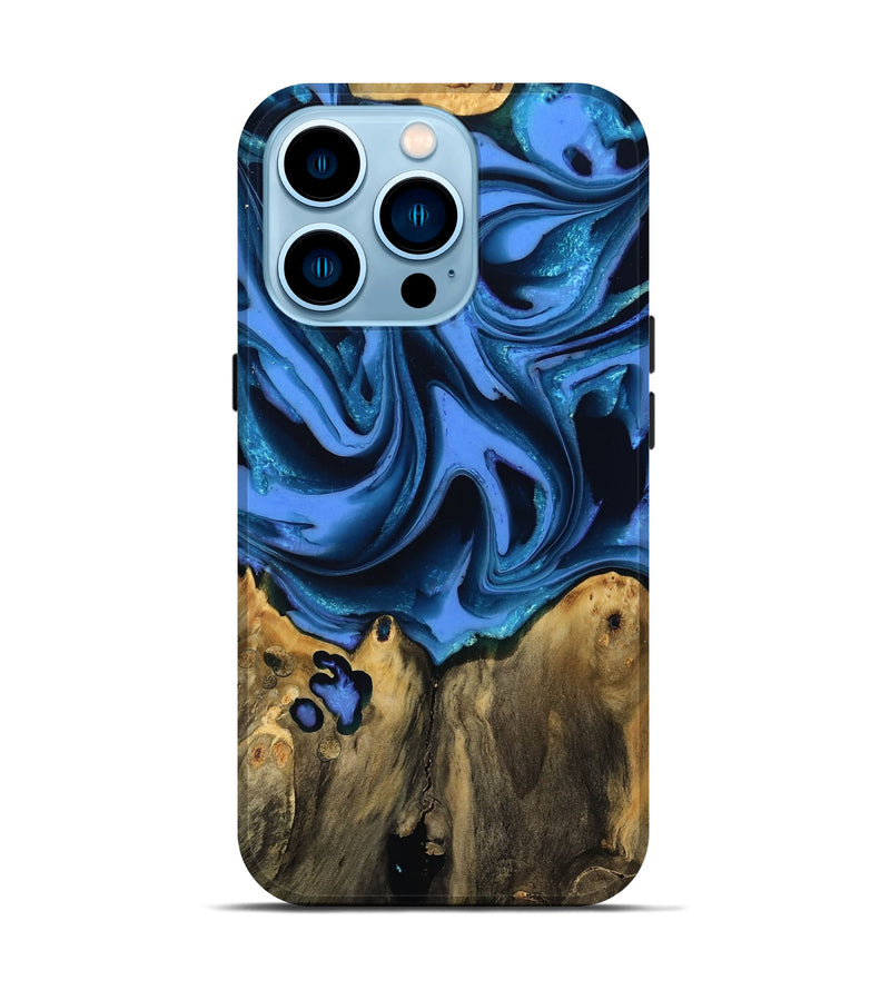 iPhone 14 Pro Wood Live Edge Phone Case - Nikolas (Blue, 807166)