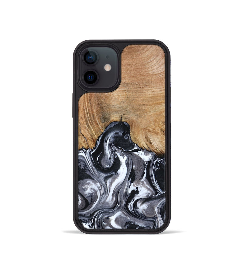 iPhone 12 mini Wood Phone Case - Braelyn (Black & White, 807202)