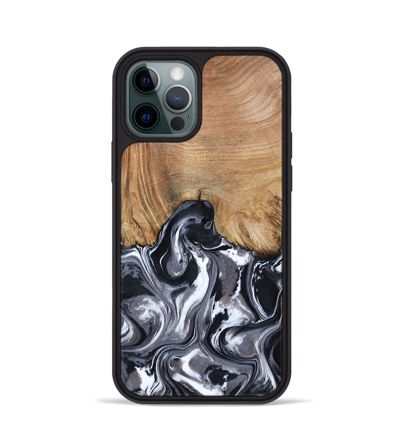 iPhone 12 Pro Wood Phone Case - Braelyn (Black & White, 807202)