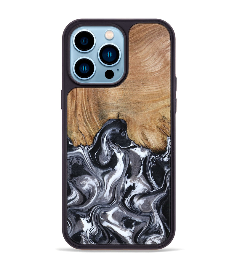 iPhone 14 Pro Max Wood Phone Case - Braelyn (Black & White, 807202)