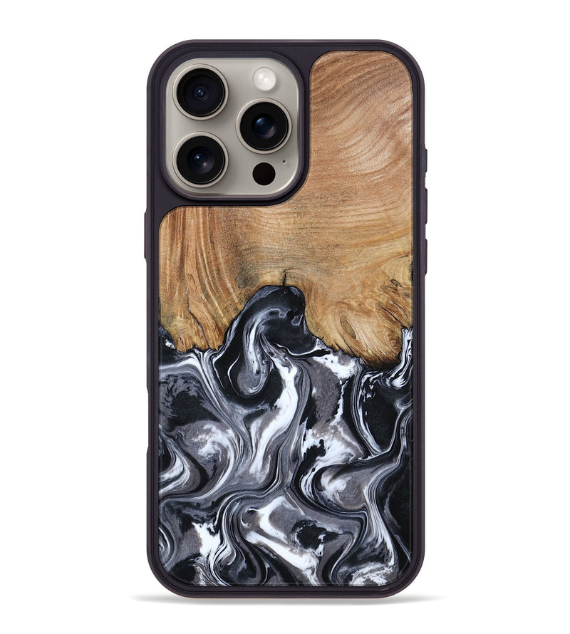 iPhone 16 Pro Max Wood Phone Case - Braelyn (Black & White, 807202)