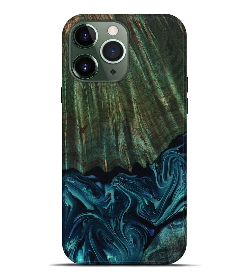 iPhone 13 Pro Max Wood Live Edge Phone Case - Alayna (Blue, 807292)