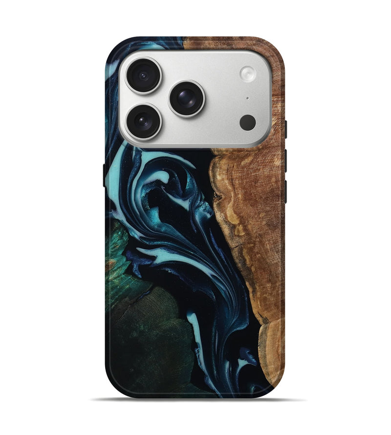 iPhone 17 Pro Wood Live Edge Phone Case - Donnie (Blue, 807297)