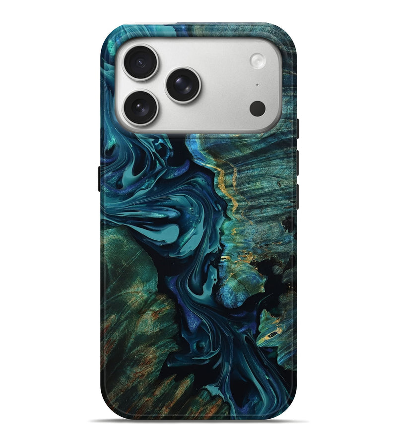 iPhone 17 Pro Max Wood Live Edge Phone Case - Kristal (Blue, 807302)